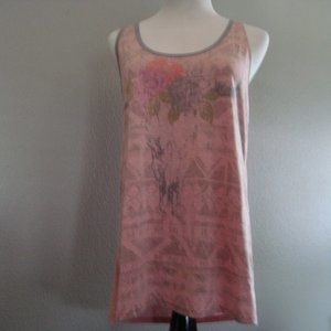 New Roper Wear the West Tank Top Lite Weight Pink Gray sz L